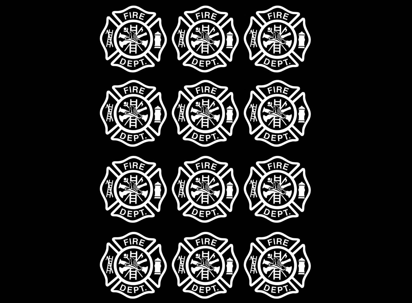 Firefighter's Maltese Cross 12 pcs White Fused Glass Decals