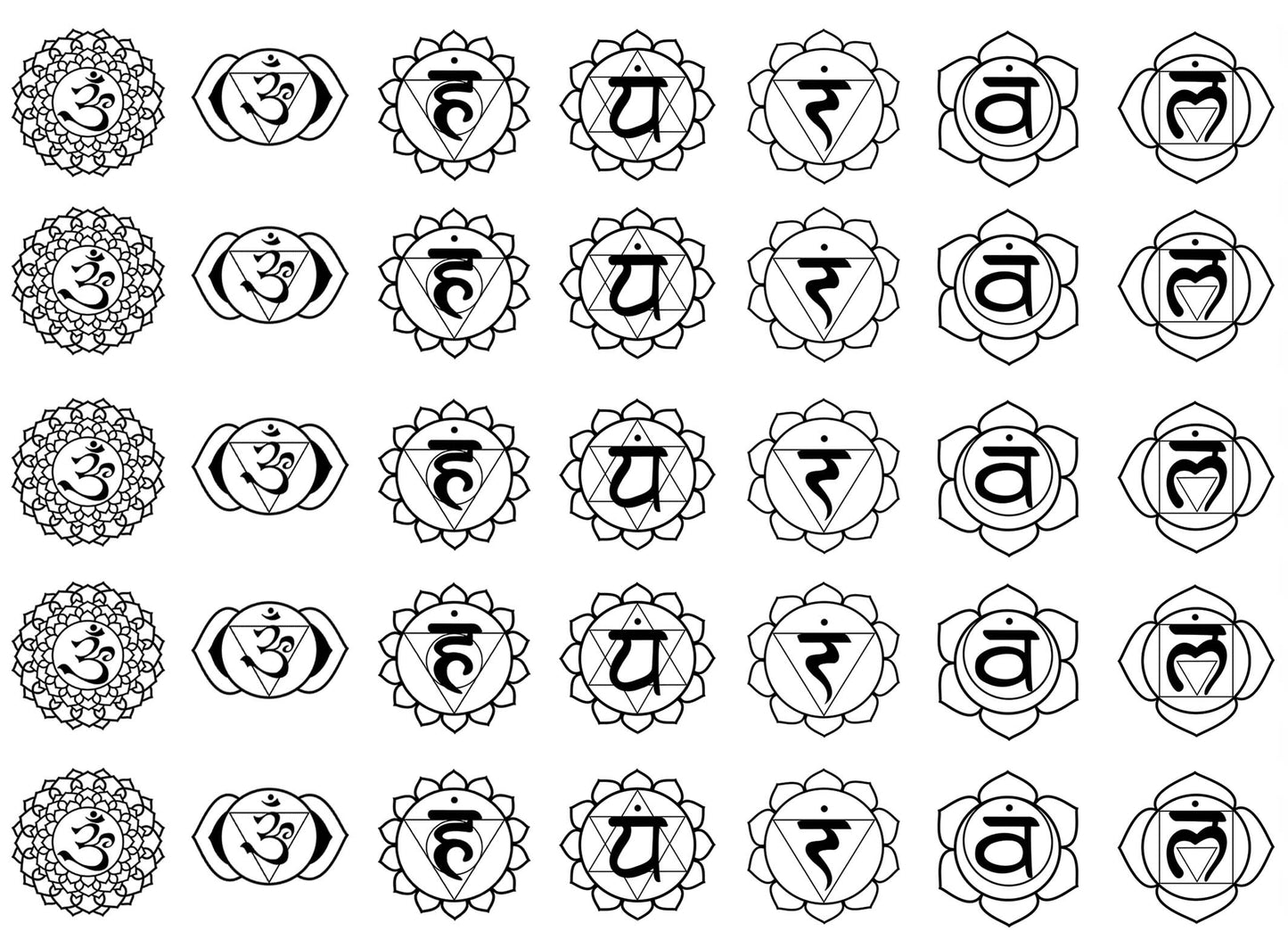 Chakra 35 pcs Black Fused Glass Decals