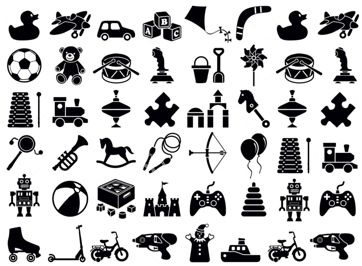 Christmas Toys 48 pcs 0.5 to 0.75 Black Fused Glass Decals