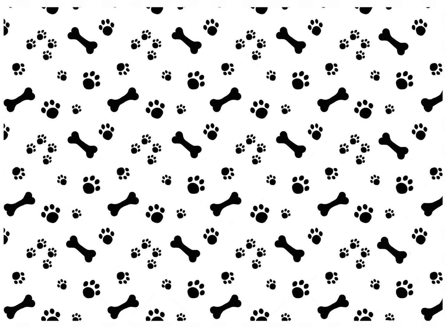 Allover Dog Bones Paw Prints 1 pc 5 x 7 Inch Black Fused Glass Decal