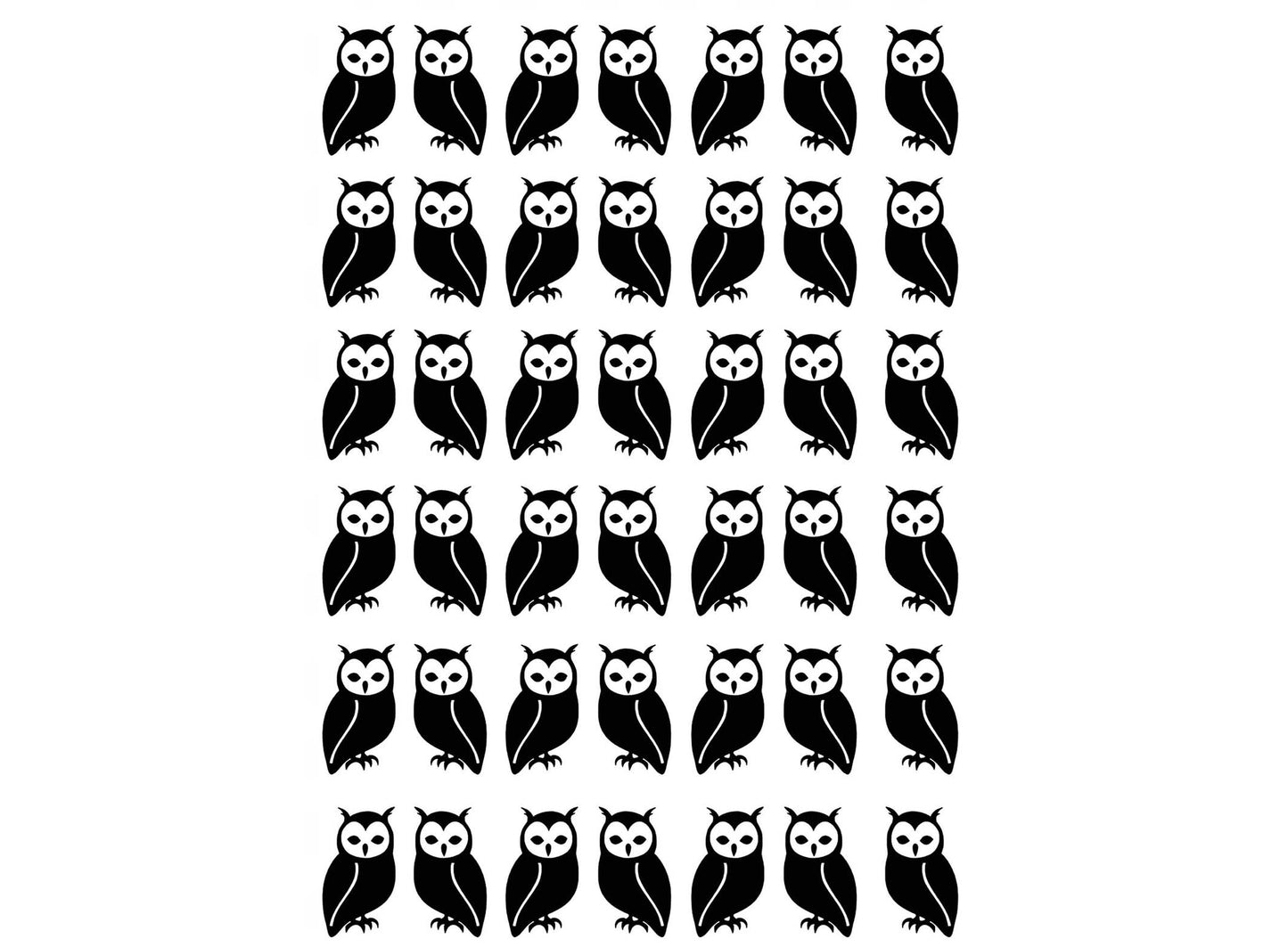Barn Owl 42 pcs Black Fused Glass Decals