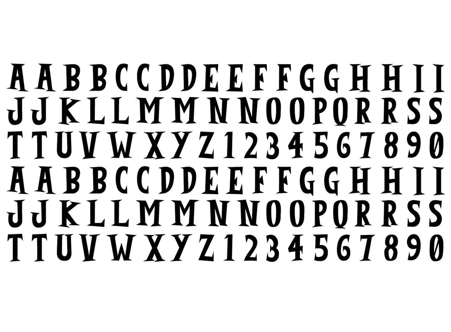 Burnout Alphabet 106 pcs 1/2 Inch Black Fused Glass Decals