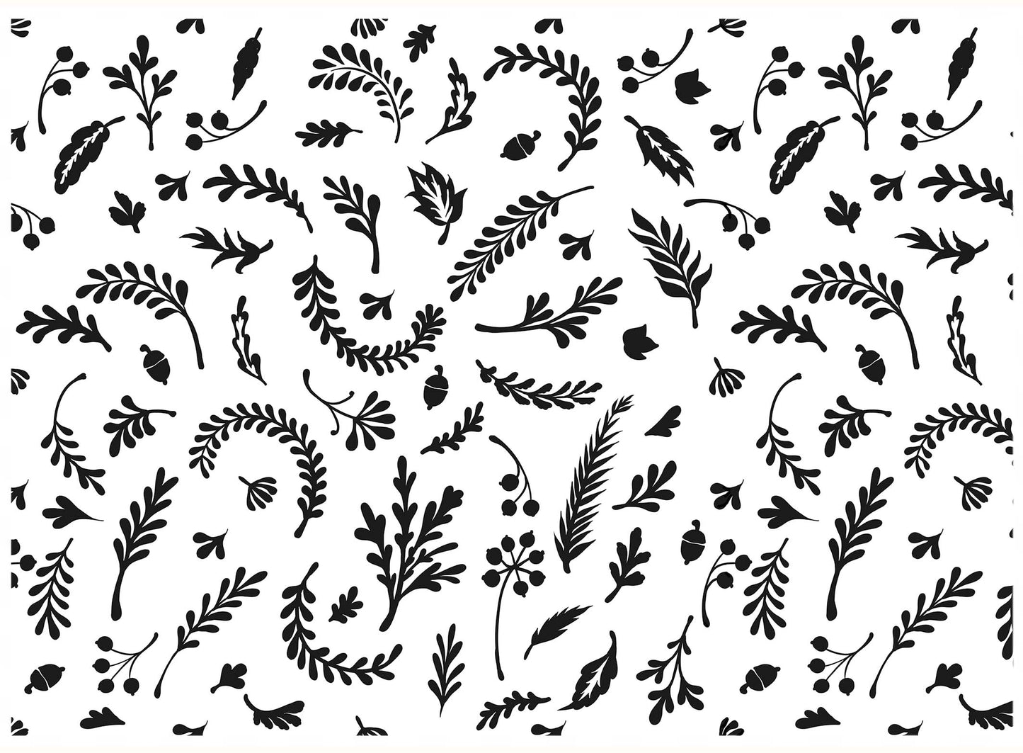 Tossed Leaves 1 pc 5 x 7 Inch Black Fused Glass Decals