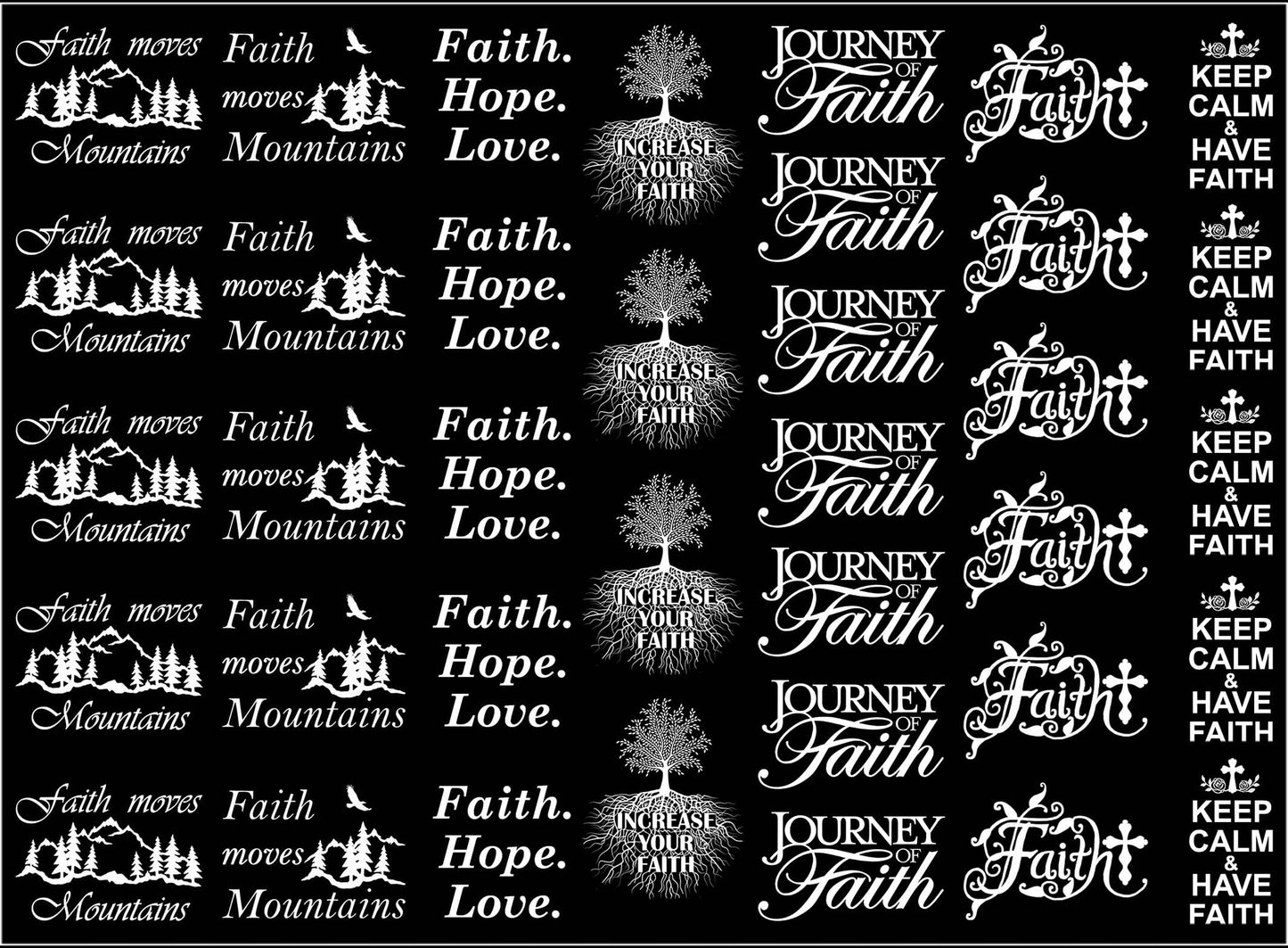 Faith 32 pcs 1 Inch White Fused Glass Decals