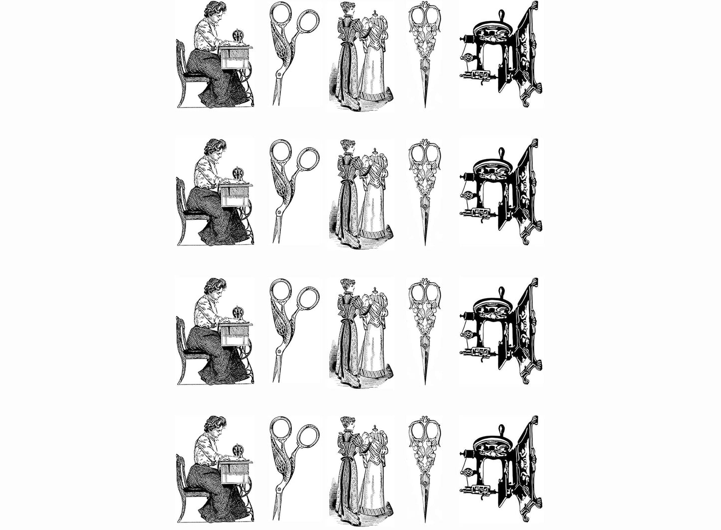 Vintage Sewing 20 pcs 1 Inch Black Fused Glass Decals