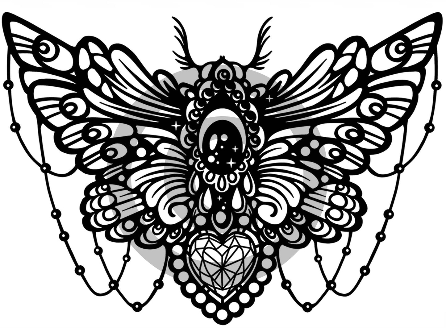 Bejeweled Moth 4 pcs Black Fused Glass Decals