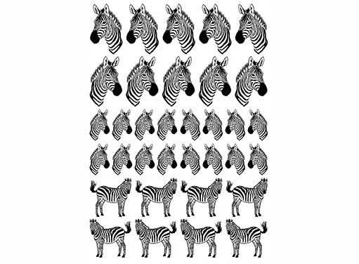 Zebra Parade 34 pcs 0.65 to 1 Inch Black Fused Glass Decals