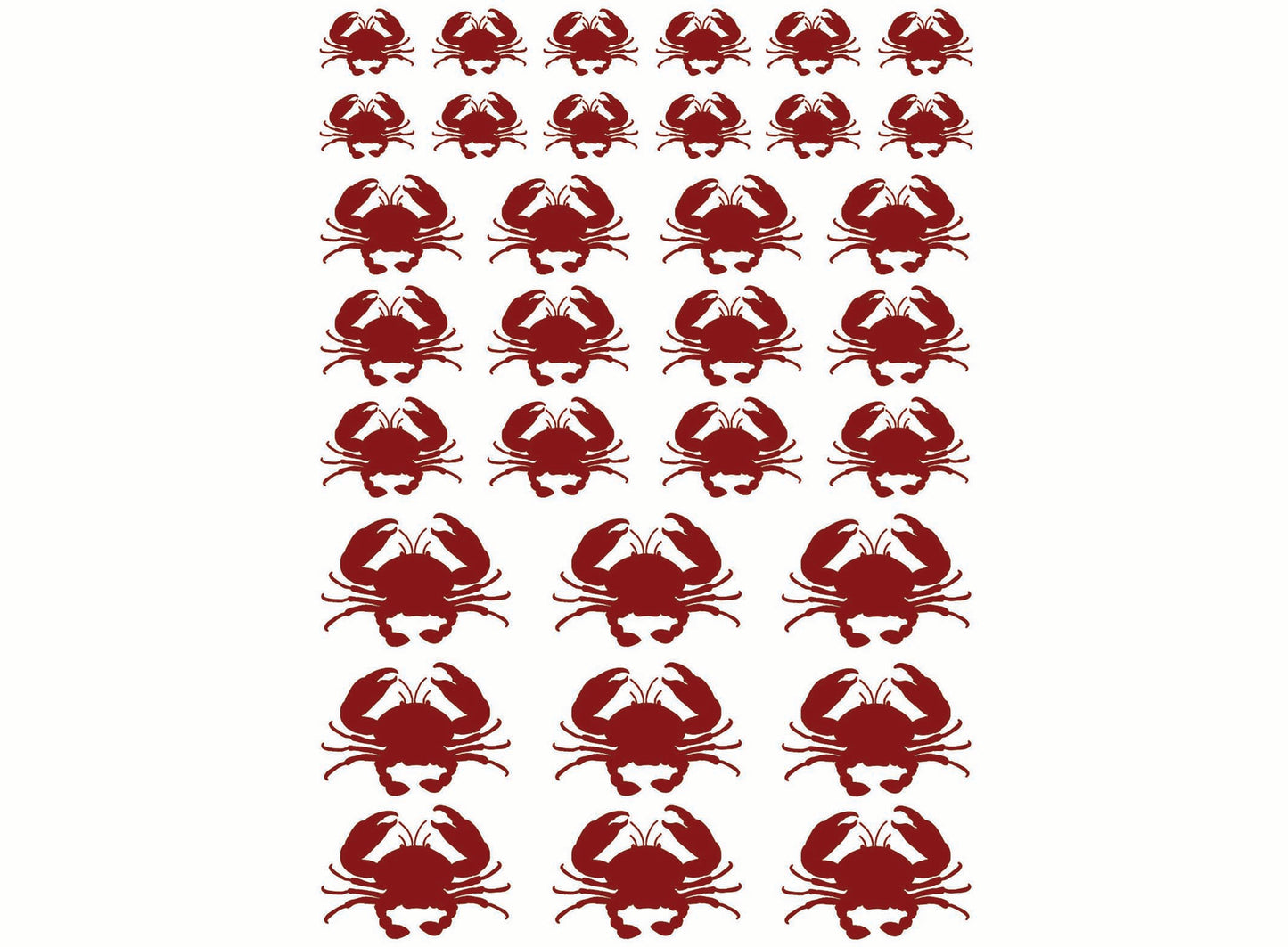 Crab 33 pcs Red Fused Glass Decals