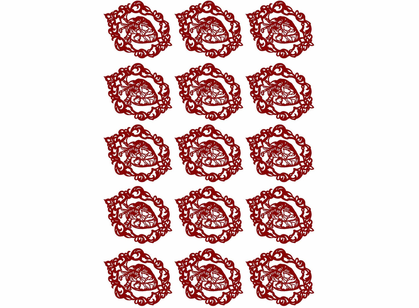 Gothic Human Heart 15 pcs 1 Inch Red Fused Glass Decals