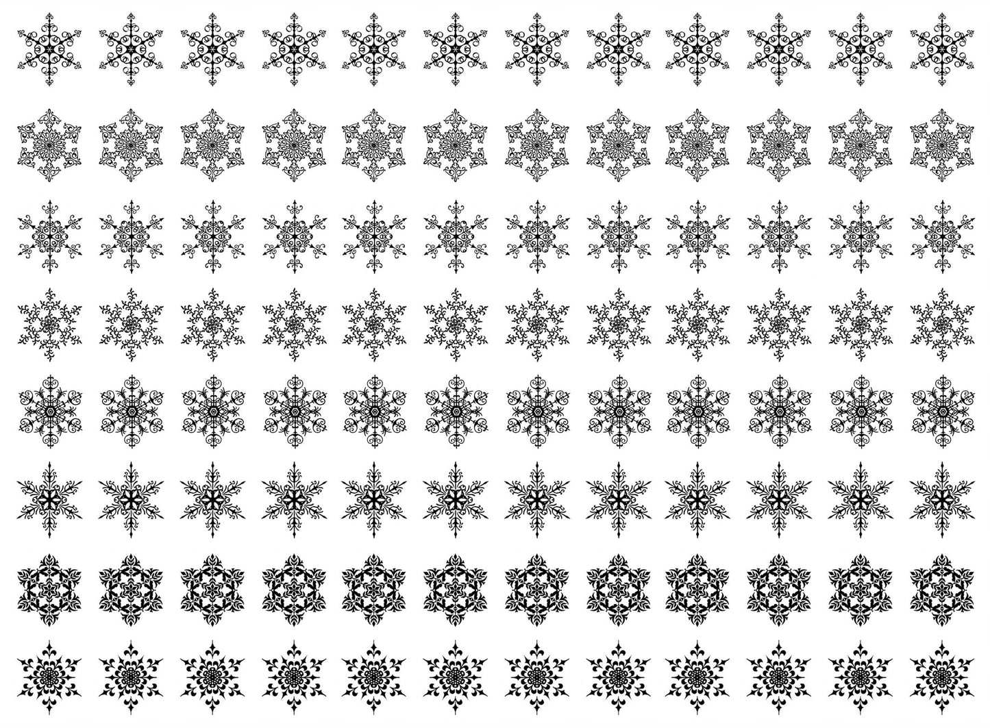 Snowflakes 96 pcs 0.5 Inch Black Fused Glass Decals