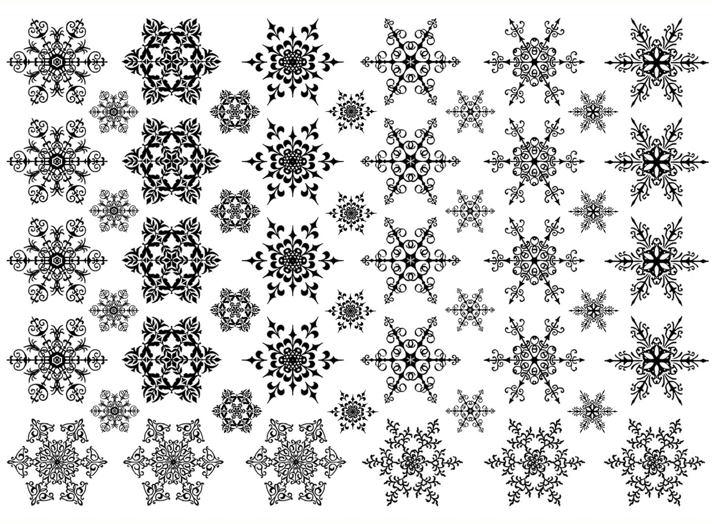 Snowflakes 30 pcs 1 Inch Black Fused Glass Decals