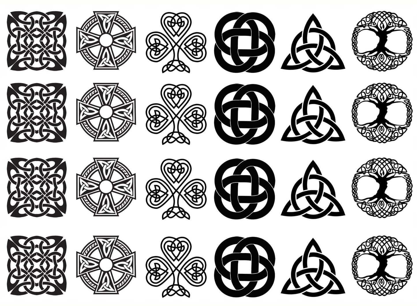 Celtic Knots 24 pcs 1 Inch Black Fused Glass Decals