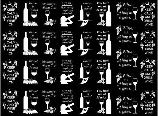 Wine Me  23 pcs 7/8" to 1-1/8" White Fused Glass Decals