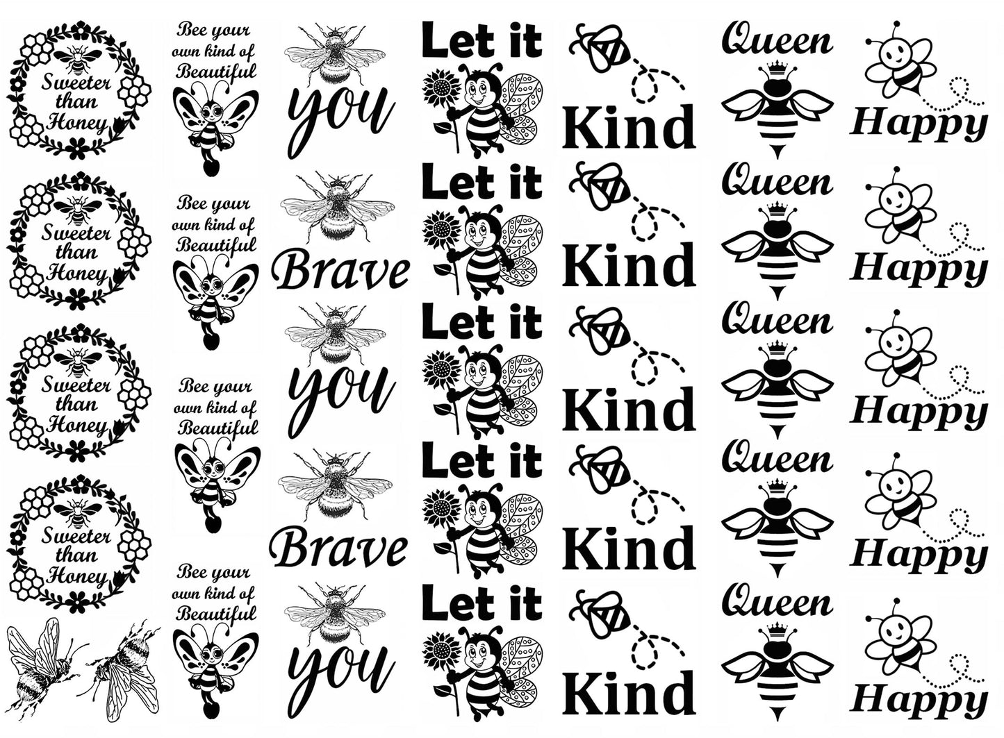 Bee Inspired 35 pcs 1 Inch Black Fused Glass Decals
