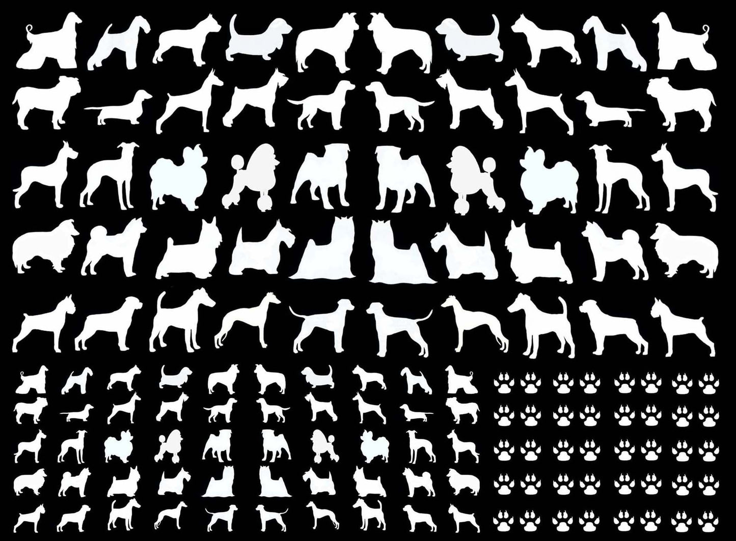 Mini Dog & Paws 140 pcs White Fused Glass Decals