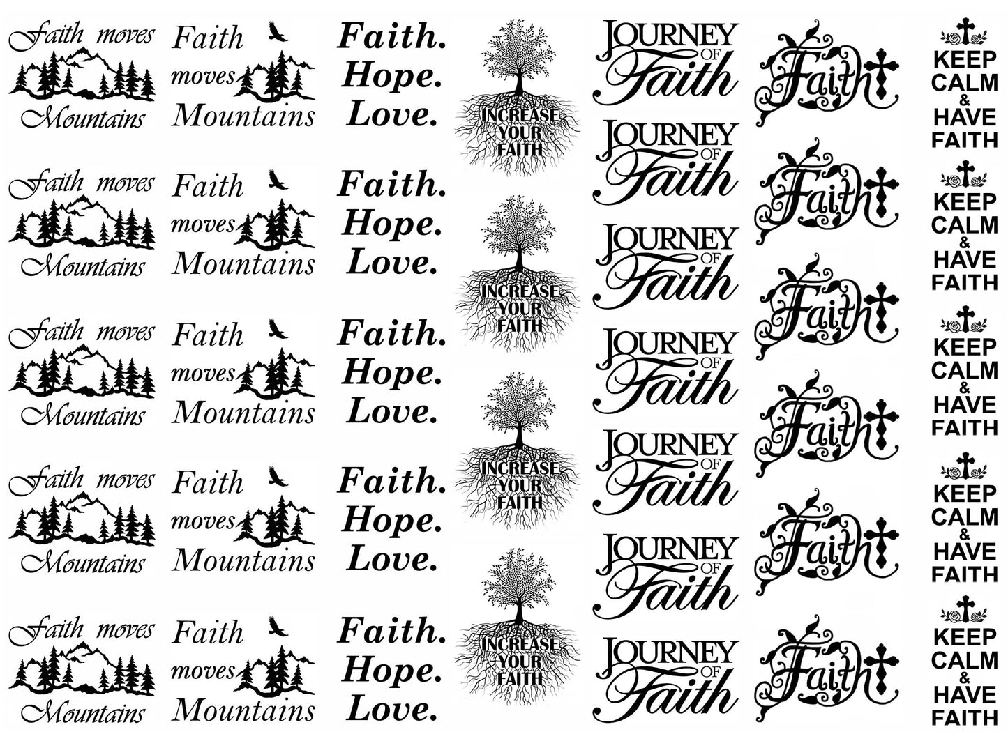 Faith 32 pcs 1 Inch Black Fused Glass Decals