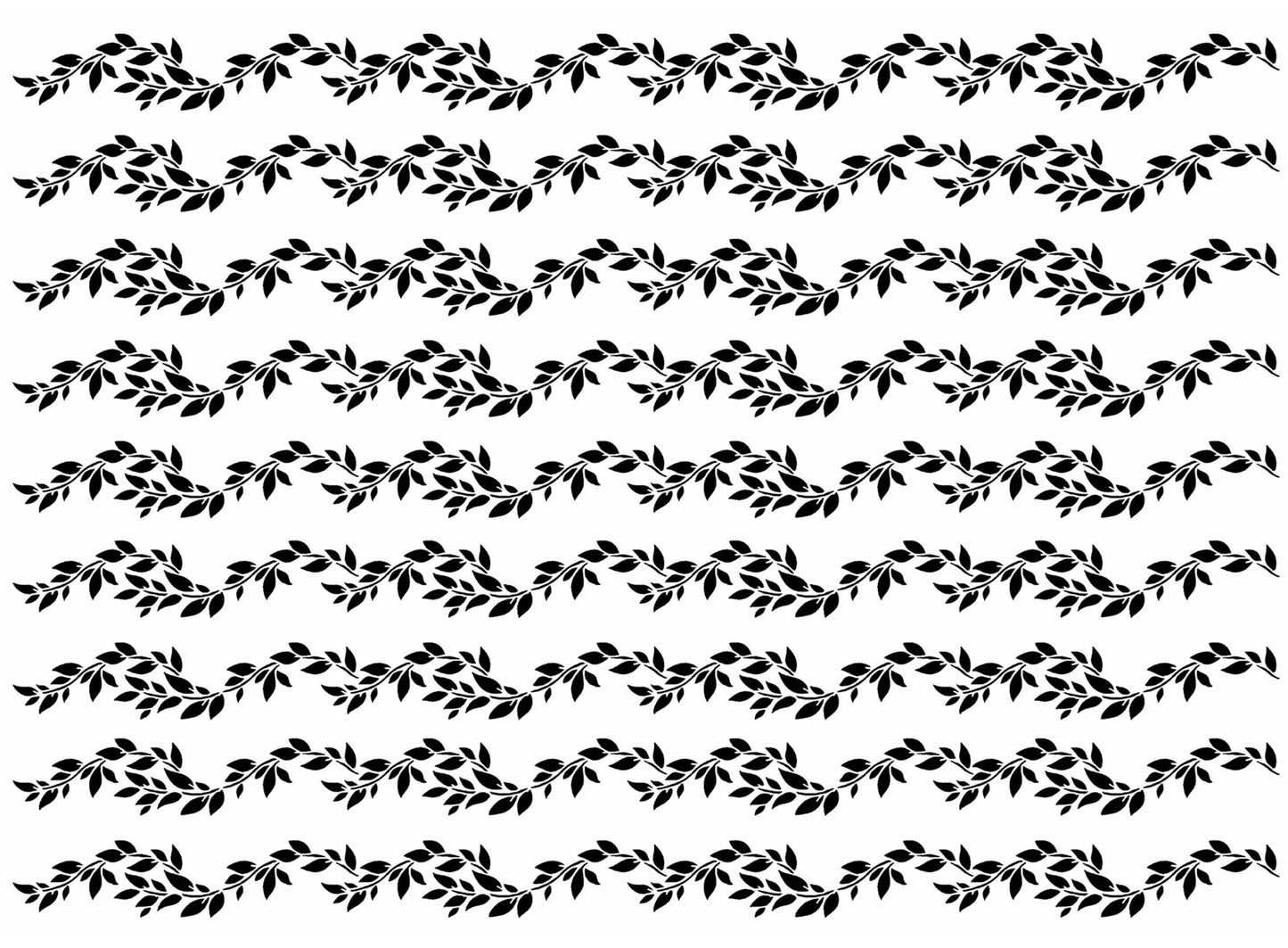 Leaf Vine Border 9 pcs 7 Inch Black Fused Glass Decals