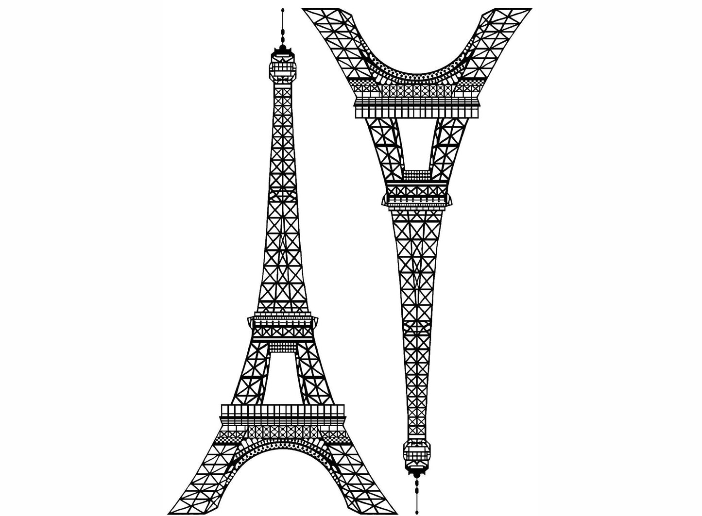 Eiffel Tower 2 pcs 6 Inch Black Fused Glass Decals