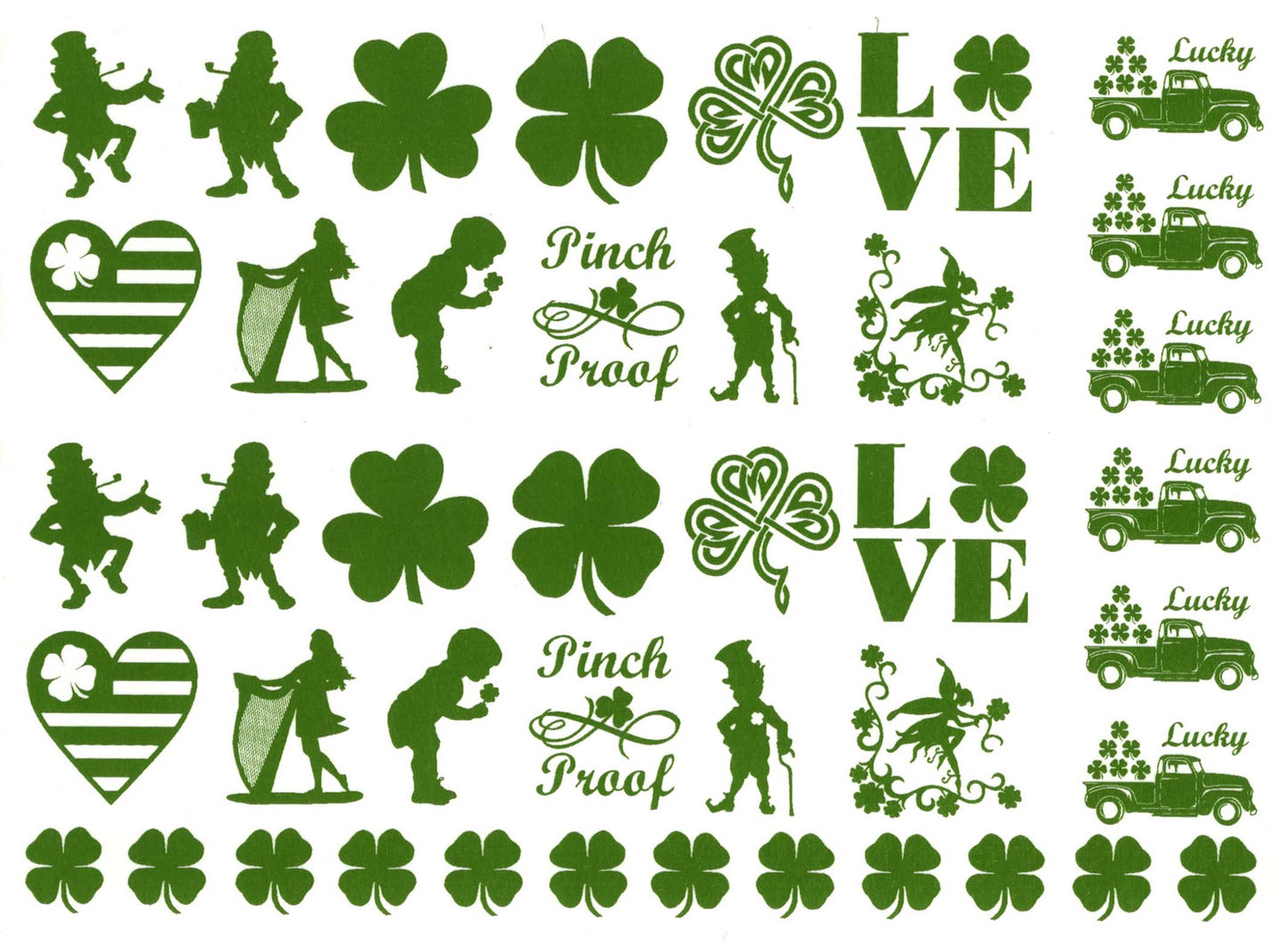 St Patrick's Day 42 pcs 1 Inch Green Fused Glass Decals