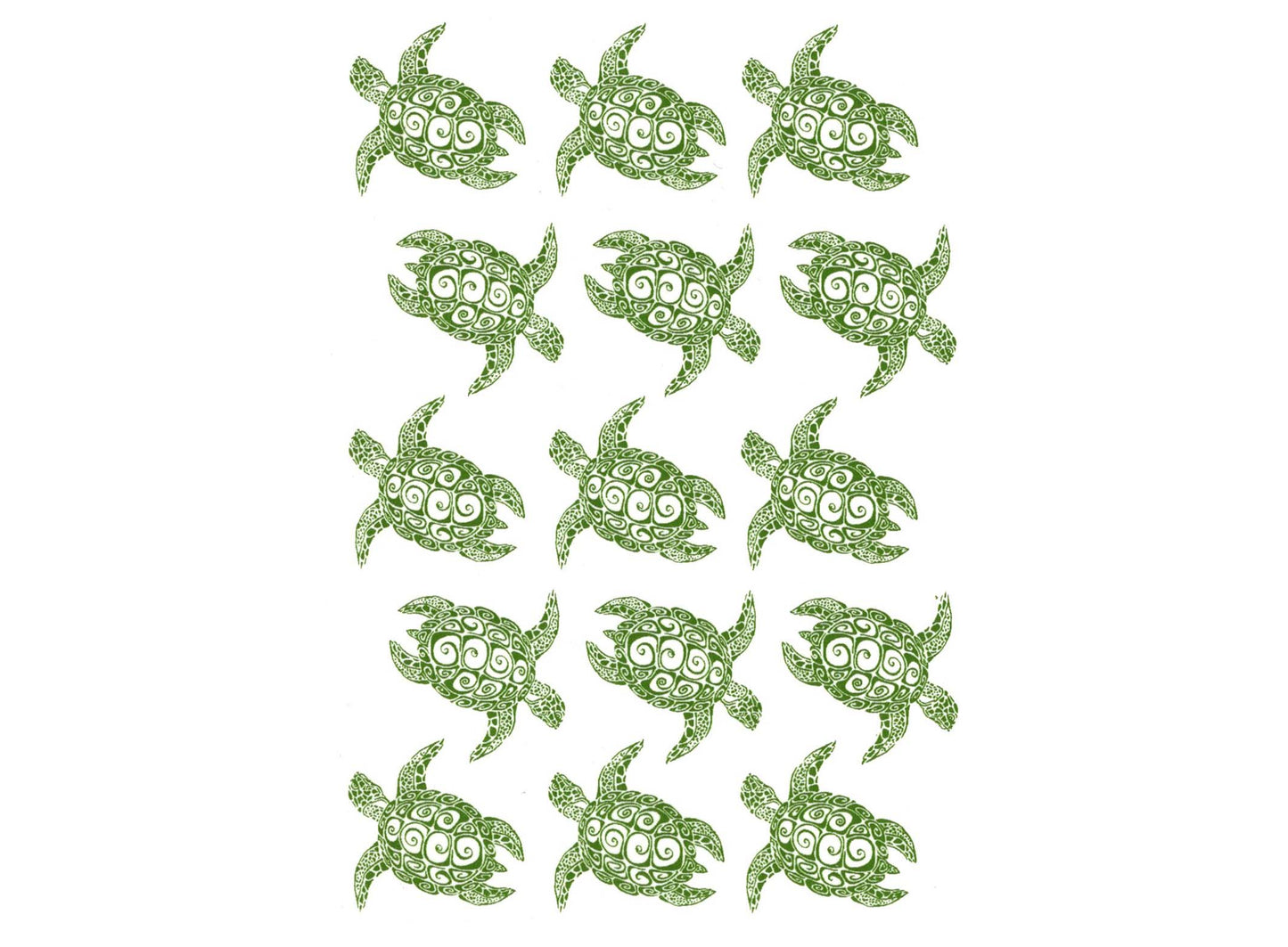 Sea Turtle 15 pcs 1 Inch Green Fused Glass Decals