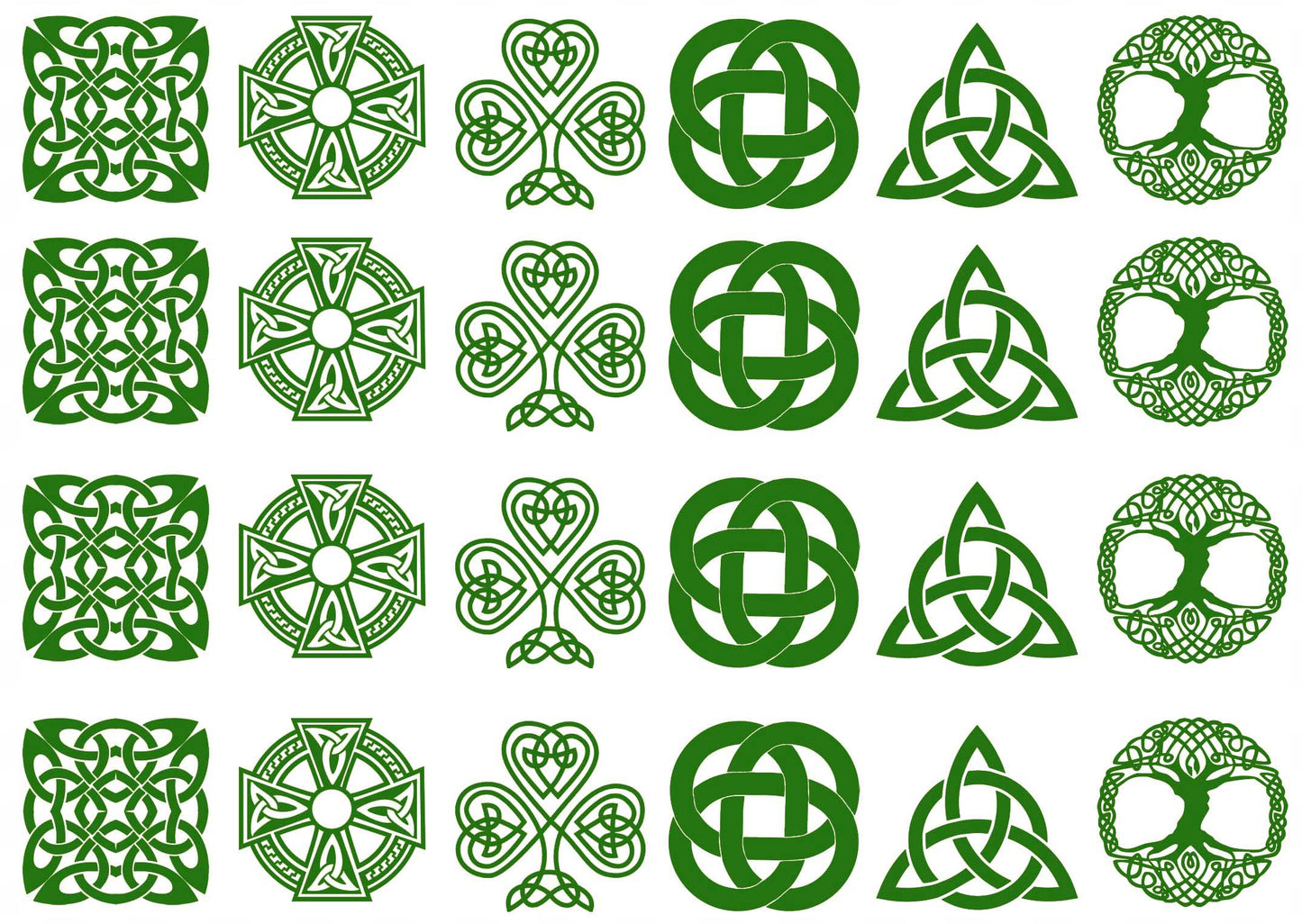 Celtic Knots 24 pcs 1 Inch Green Fused Glass Decals