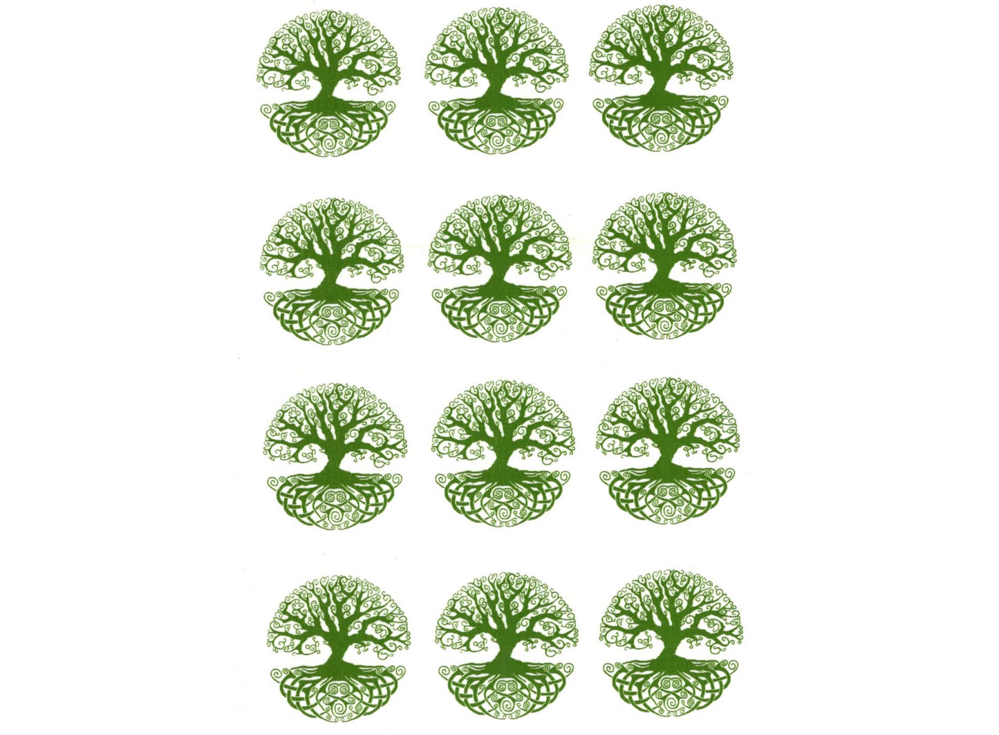Celtic Tree of Life 12 pcs 1 Inch Green Fused Glass Decals