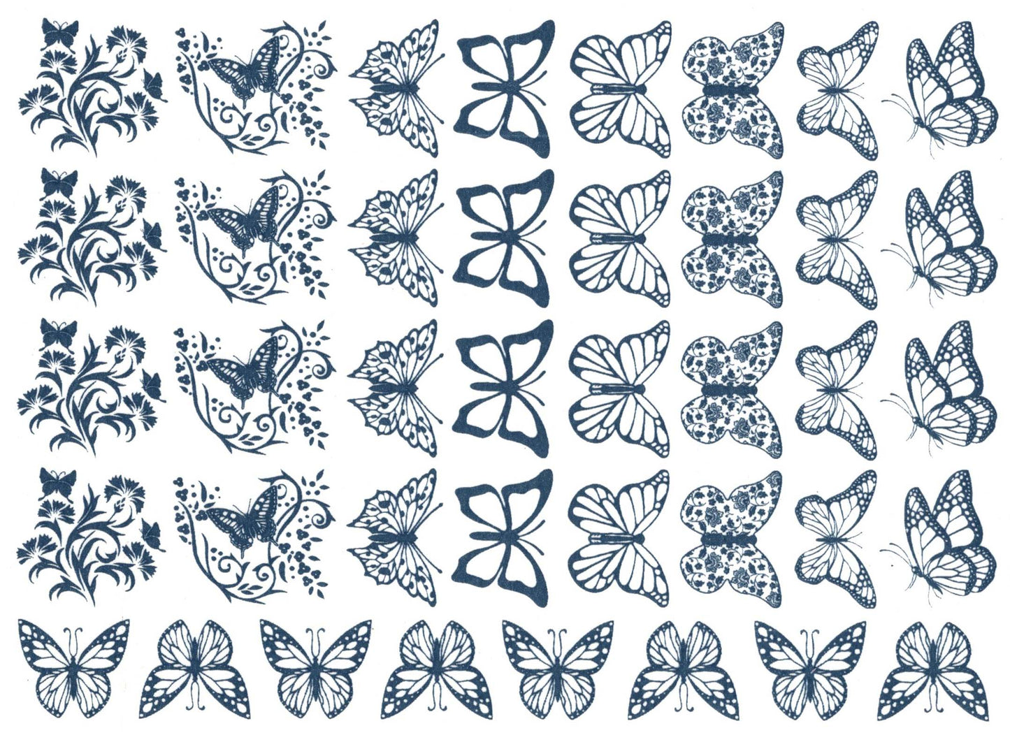 Butterfly Fancy 40 pcs 1 Inch Blue Fused Glass Decals