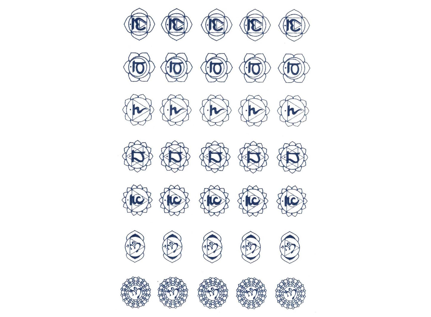 Chakra 35 pcs 1/2 Inch Blue Fused Glass Decals