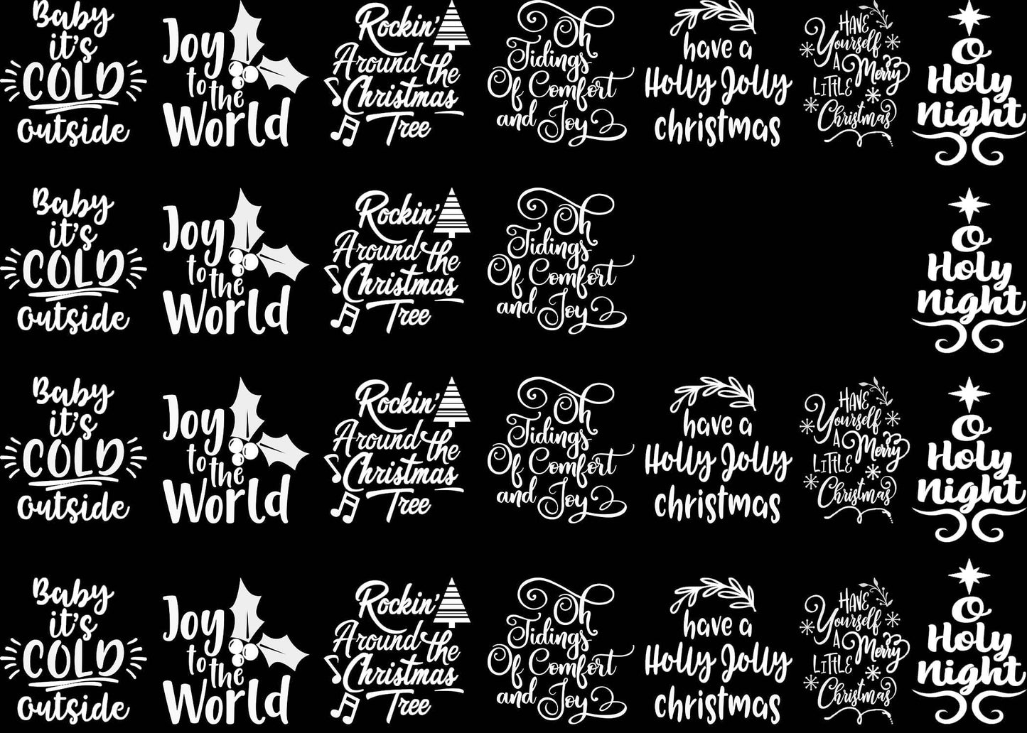 Christmas Song Titles 26 pcs 1 Inch White Fused Glass Decals