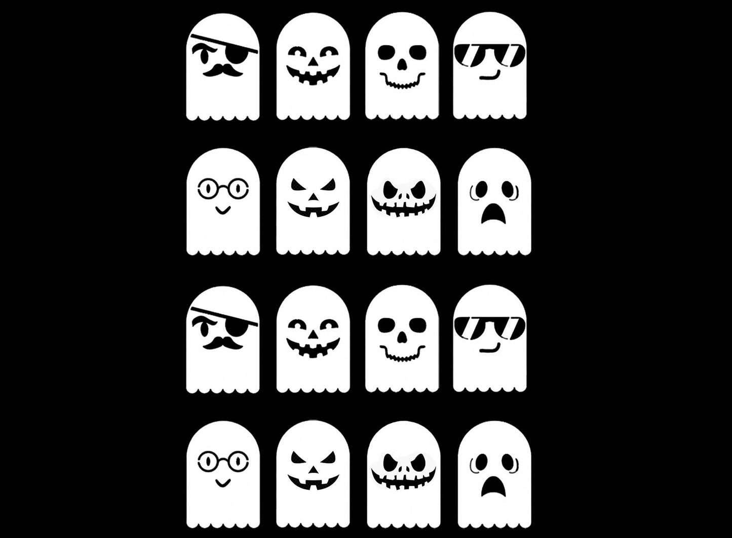 Halloween Ghastly Ghosts 16 pcs White Fused Glass Decals