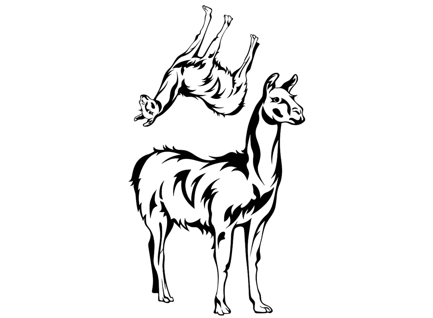 Llama 2 pcs 1.5 to 4 Inch Black Fused Glass Decals