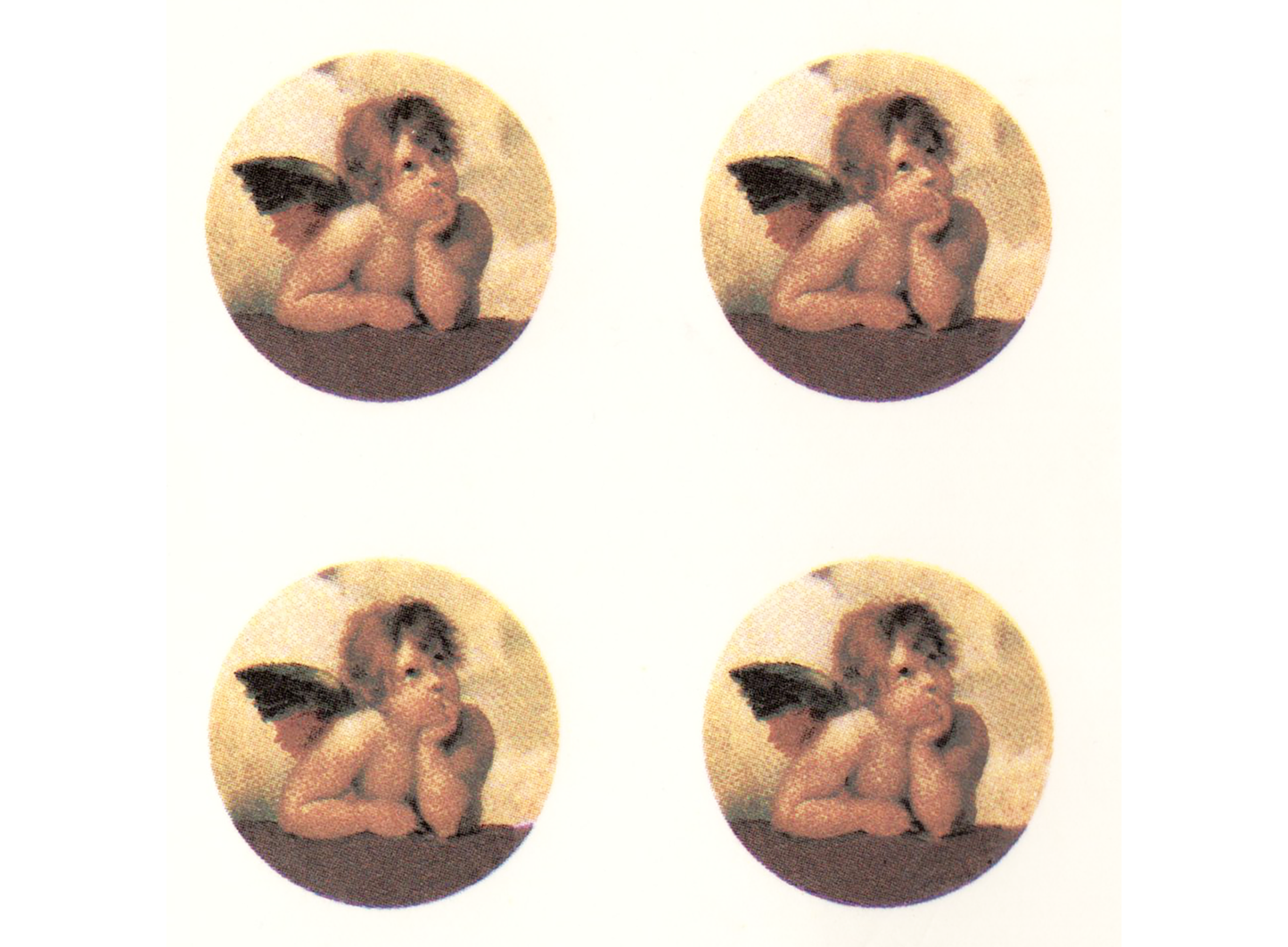 Cherubs Thinking 1.25 Inch Round Overglaze Waterslide Ceramic Decals