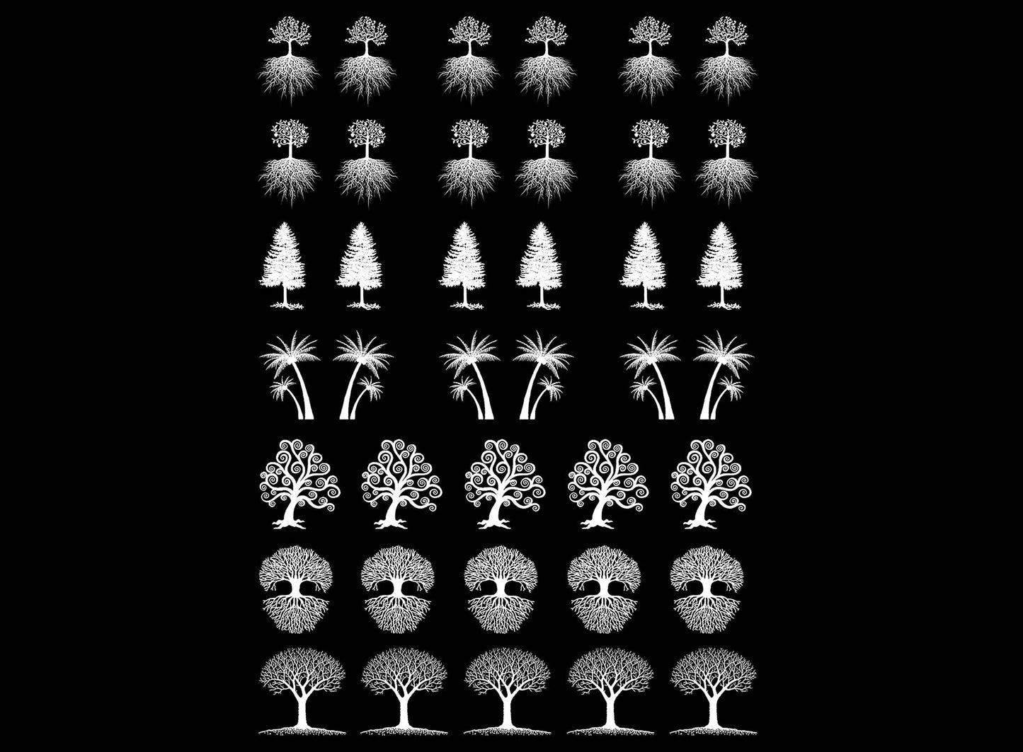 Mini Trees 39 pcs White Fused Glass Decals