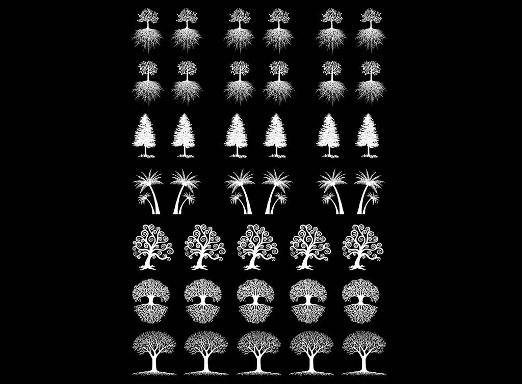 Mini Trees 39 pcs 5/8" White Fused Glass Decals