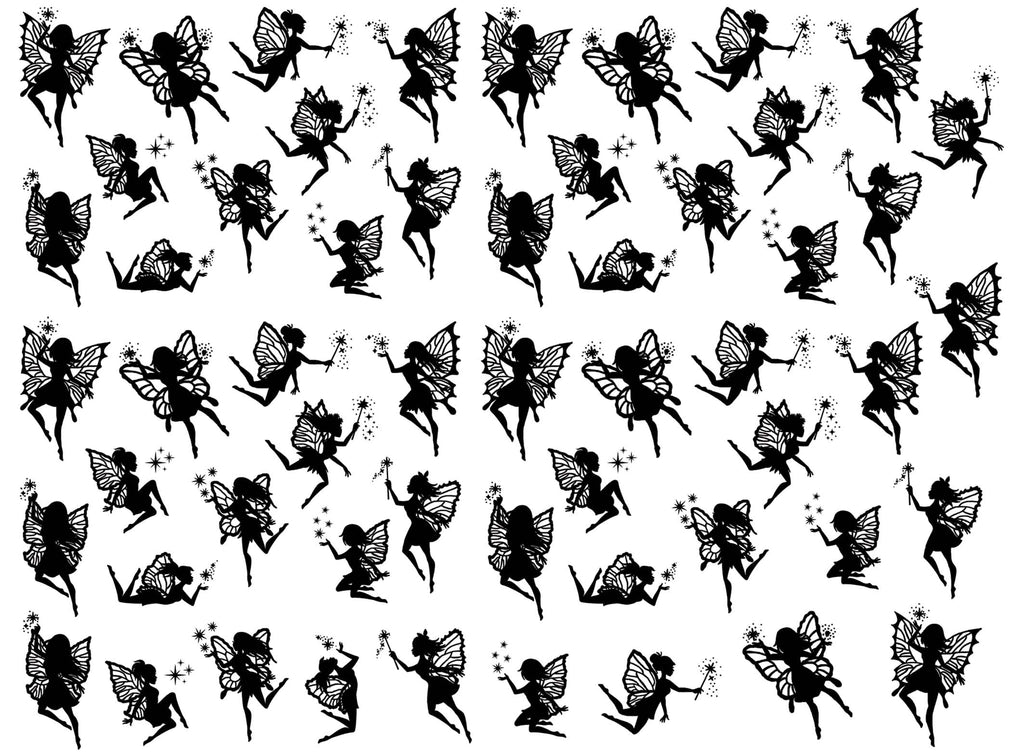 Fairy Wishes 55 pcs 1" Black Fused Glass Decals