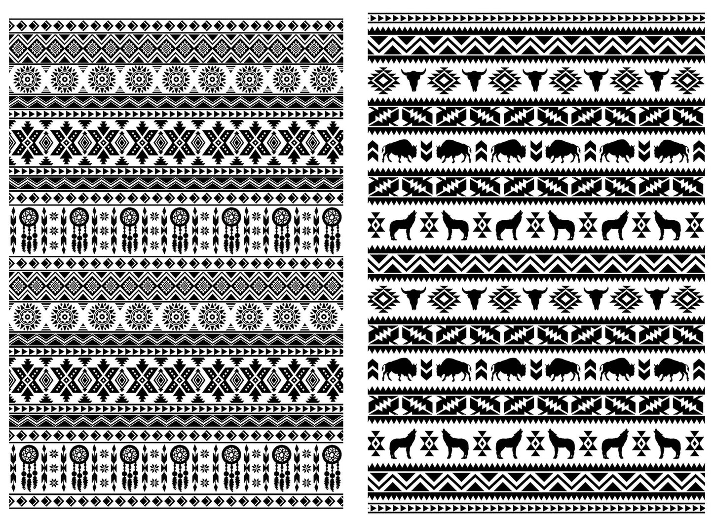 Southwest Stripes 2 pcs 5 x 3.5 Inch Black Fused Glass Decals