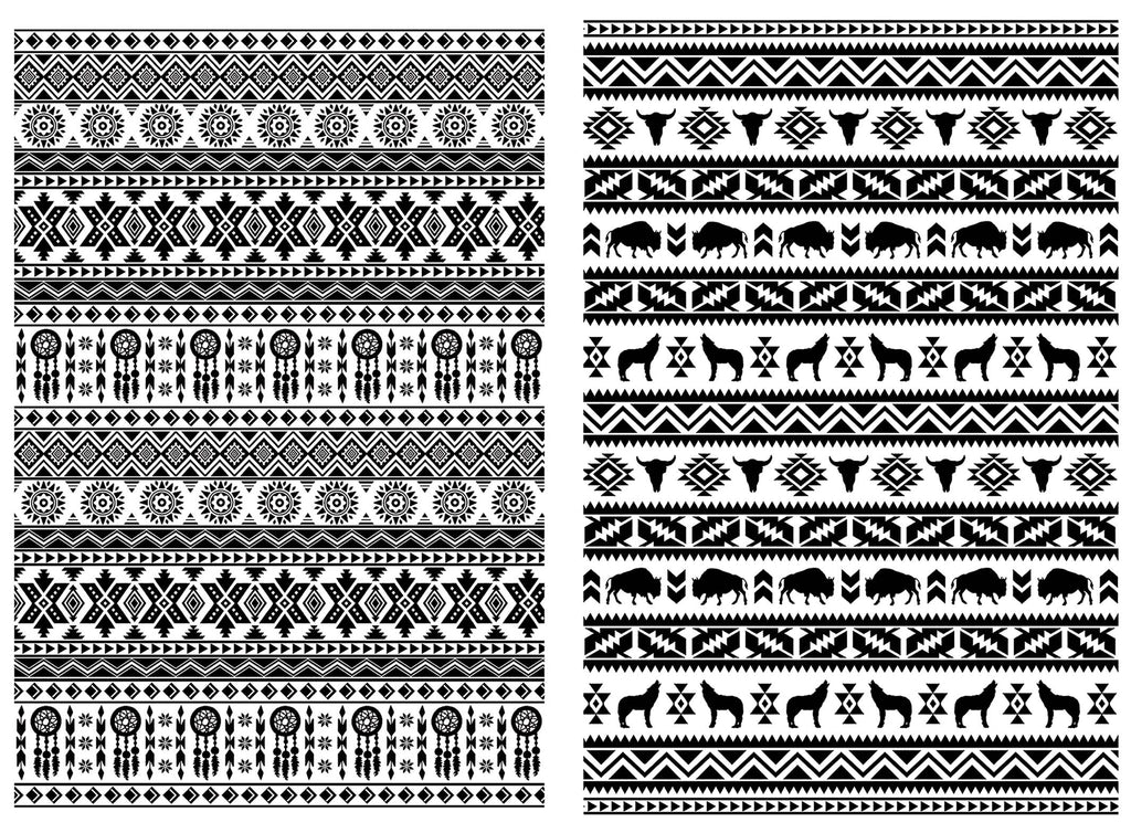 Southwest Stripes2 pcs 5 X 3-1/2" Black Fused Glass Decals