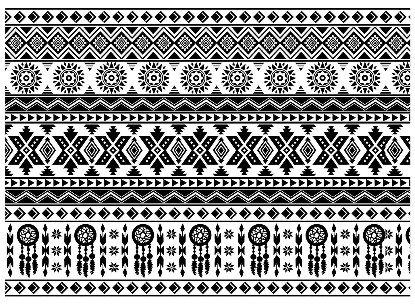 Southwest Dreamcatcher Stripe 1 pc 5 x 7 Inch Black Fused Glass Decal