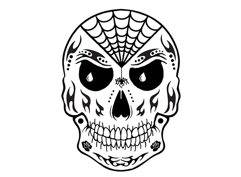 Scary Sugar Skull 6 pcs 1-3/4" Black Fused Glass Decals