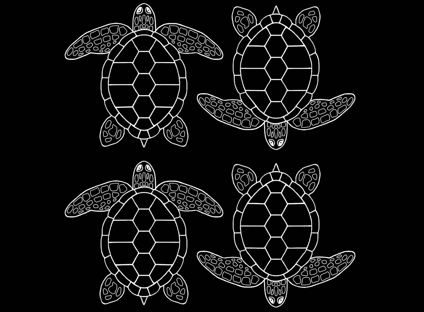 Sea Turtles 12 pcs 1 Inch White Fused Glass Decals