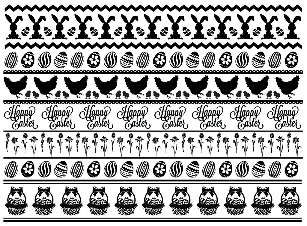 Easter Stripe Basket Rabbit 1 pc 5"X7" Black Fused Glass Decal