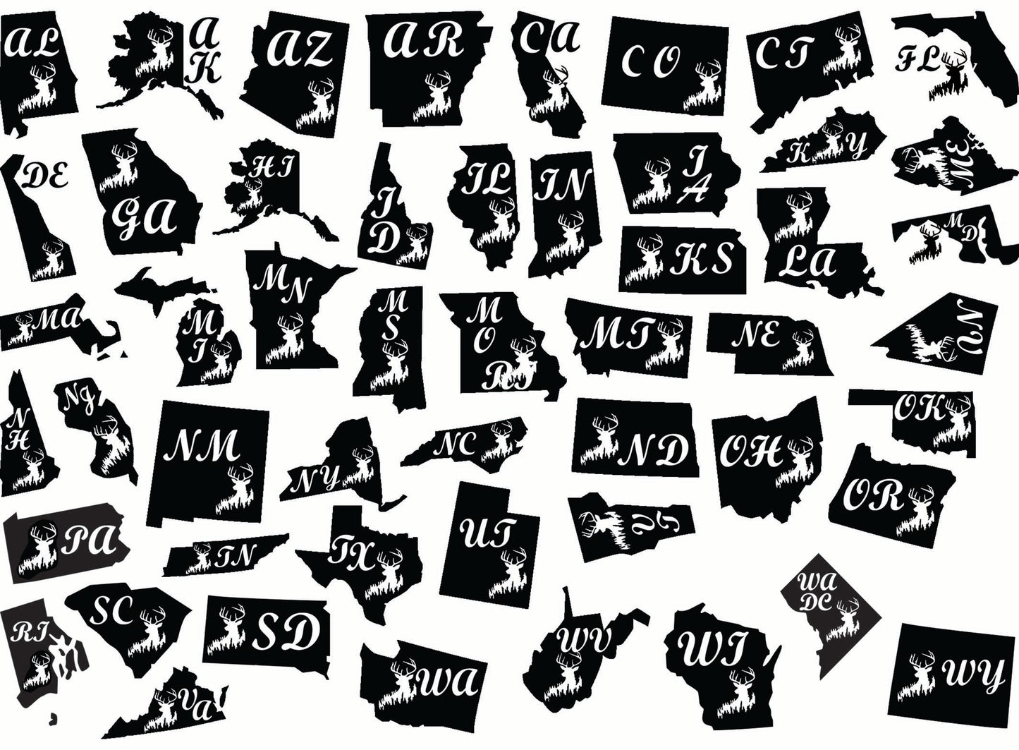 States Buck 50 pcs 7/8" Black Fused Glass Decals