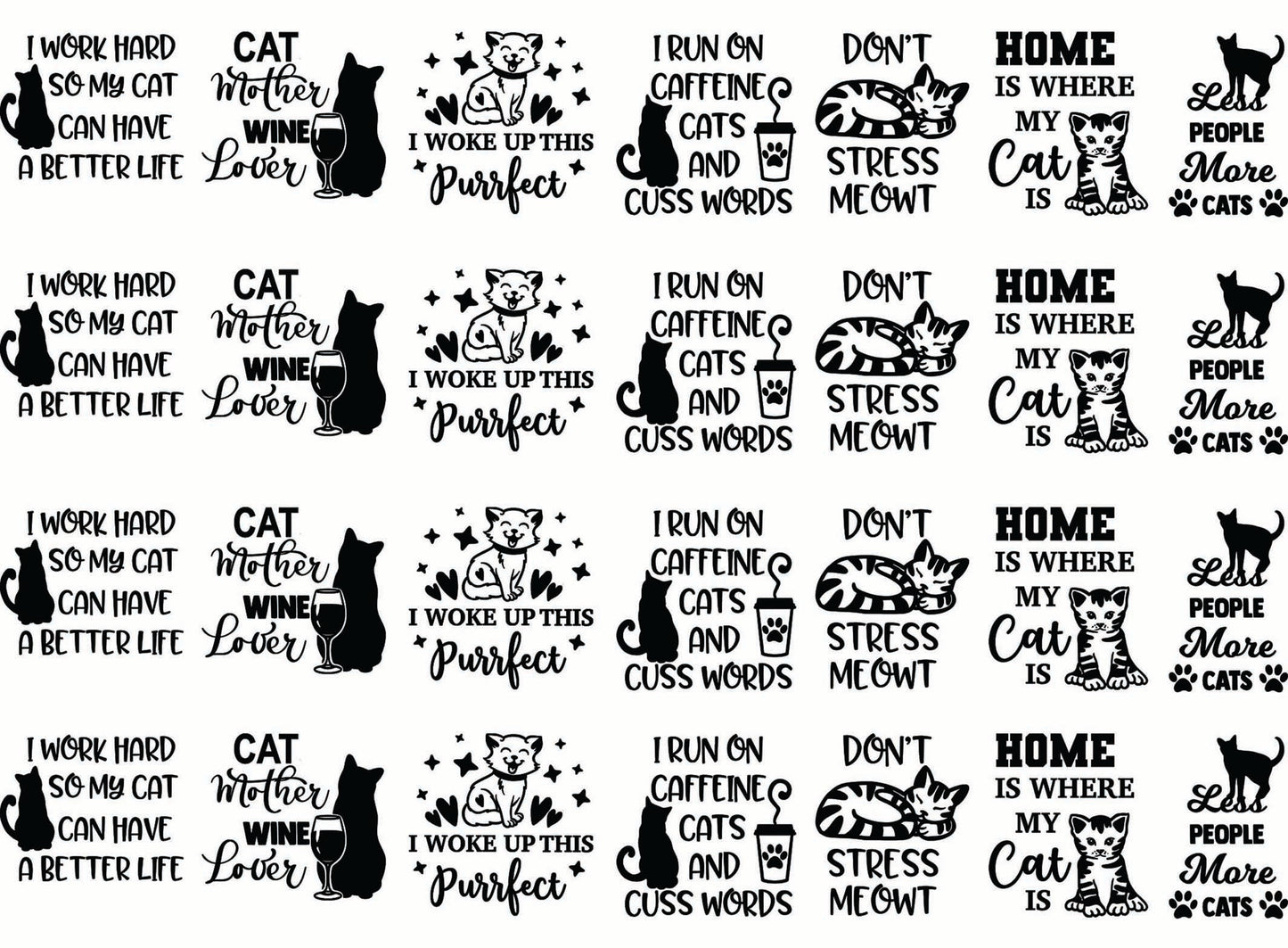 Cat Graphics 28 pcs 1 Inch Black Fused Glass Decals