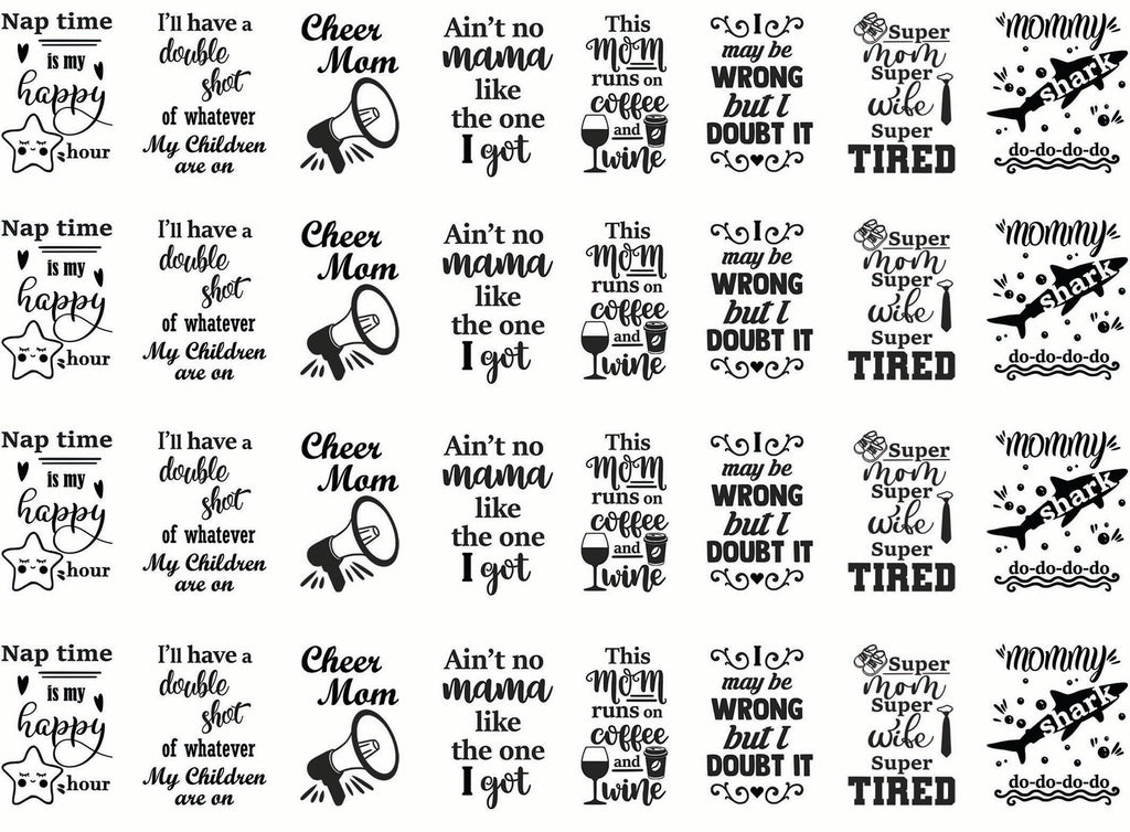Mom Graphics 28 pcs 1" Black Fused Glass Decals