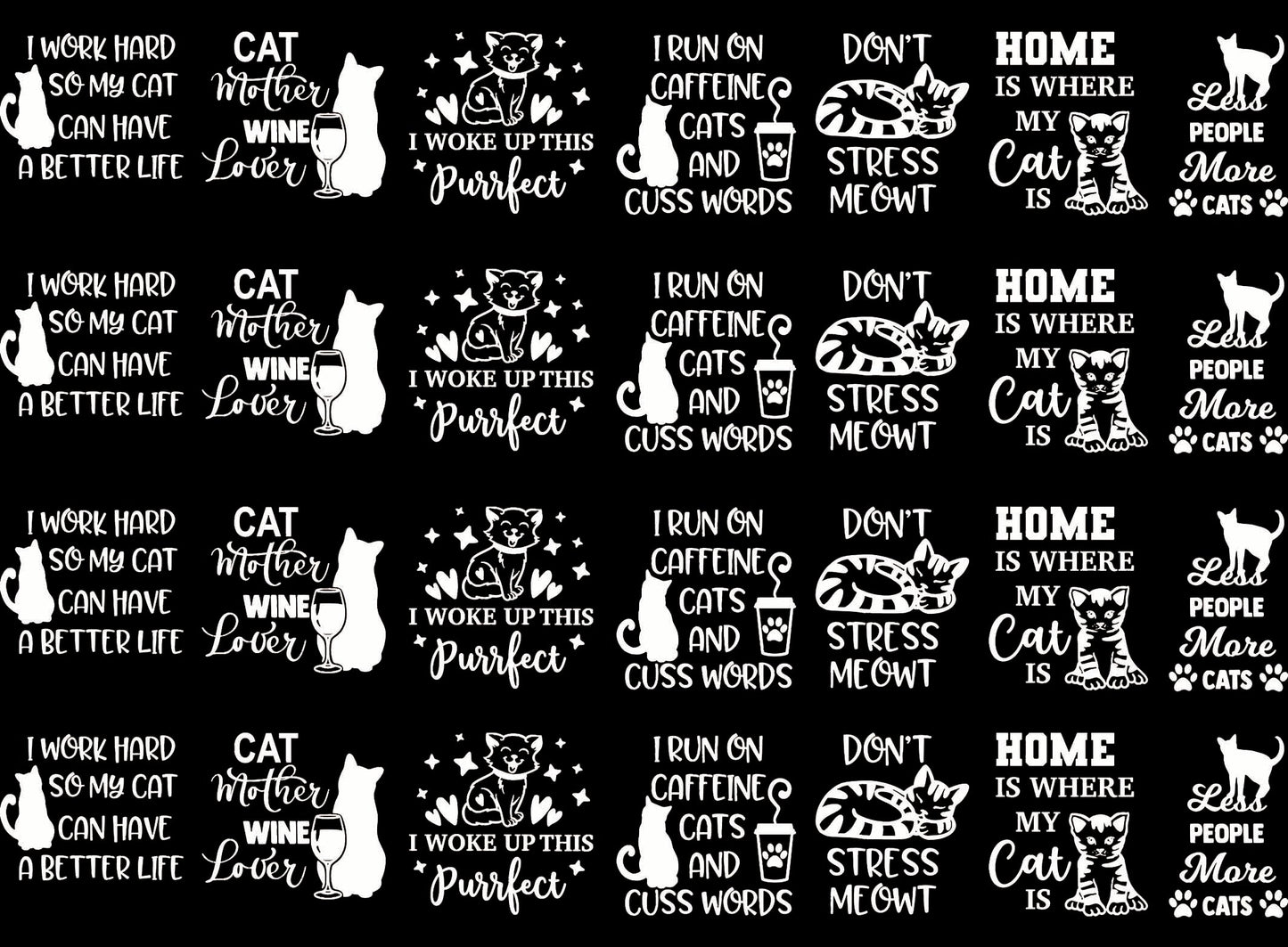 Cat Graphics 28 pcs 1 Inch White Fused Glass Decals