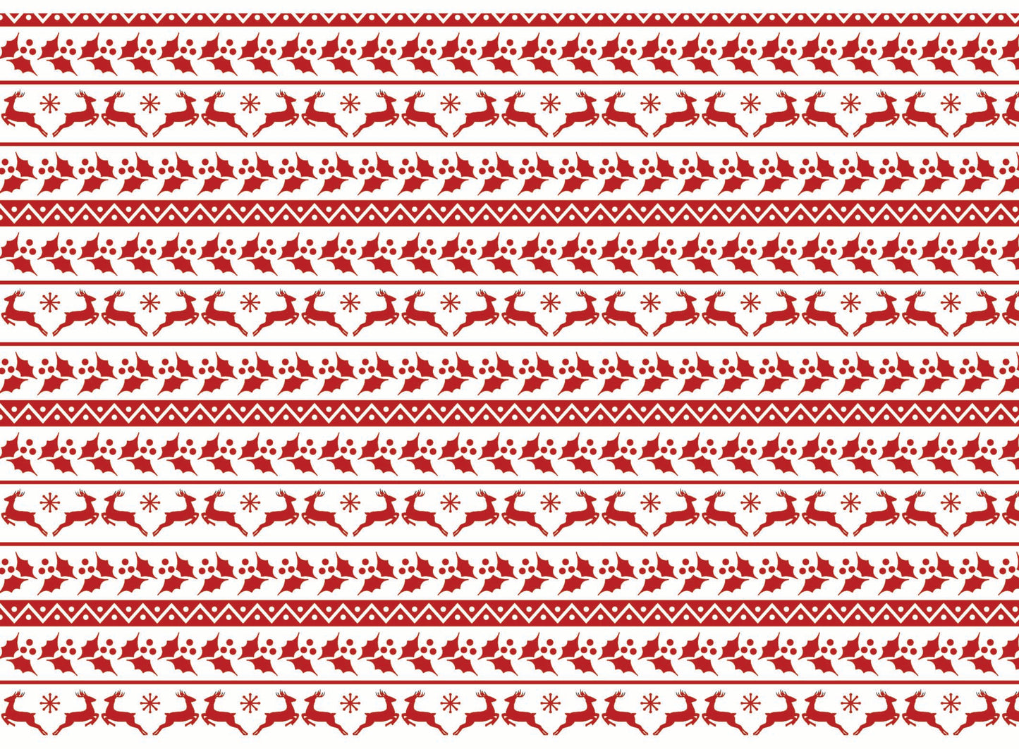 Christmas Stripes Deer Holly 5 x 7 Inch Red Fused Glass Decal Paper