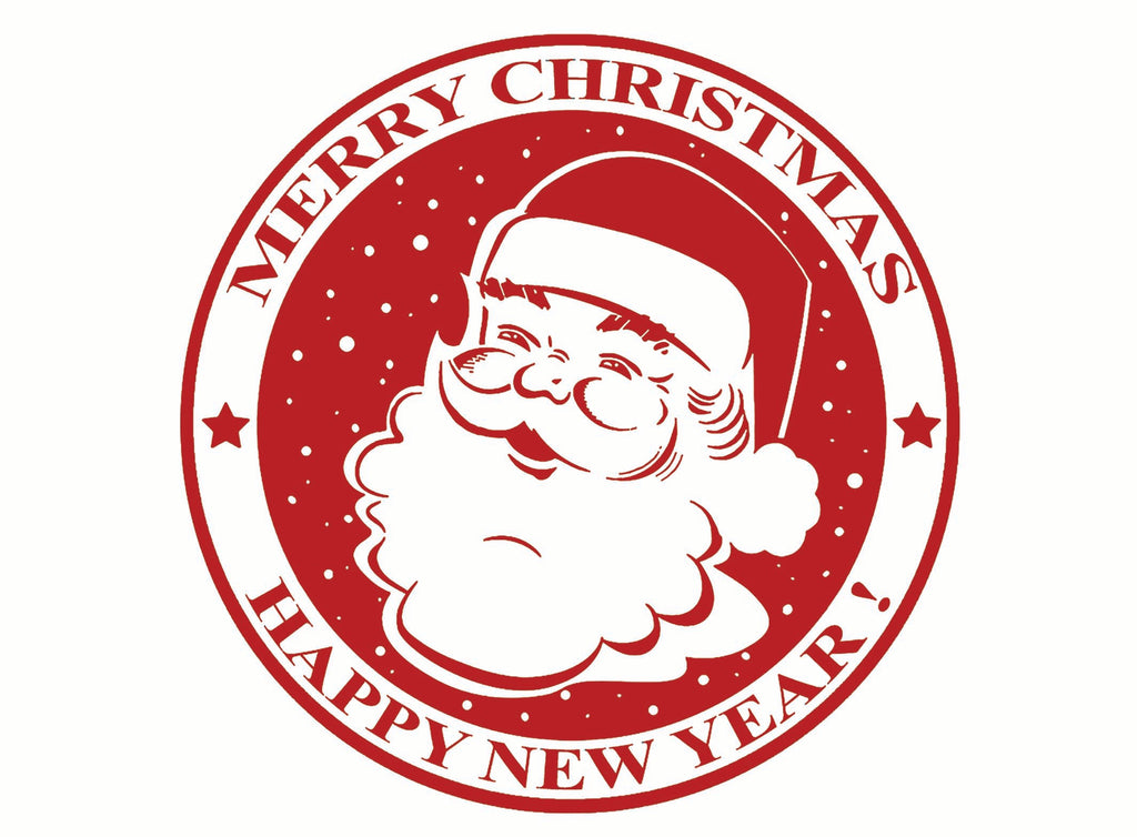 Santa Round 2 pcs 3" Red Fused Glass Decals