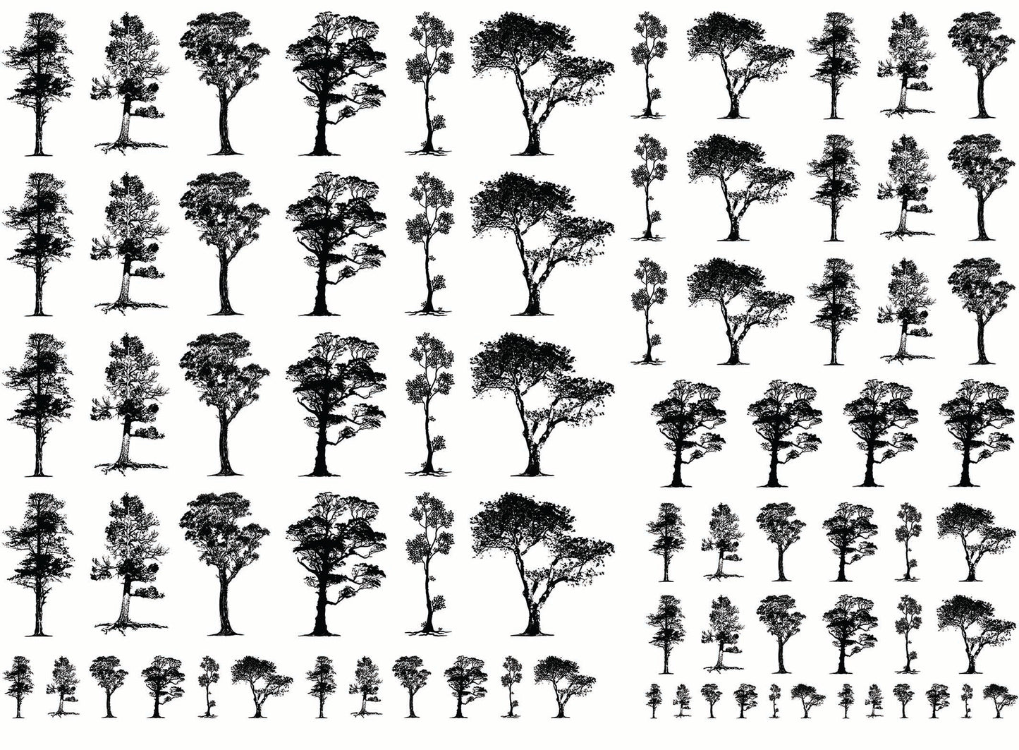 Spring Trees 79 pcs 1/4" to 1" Black Fused Glass Decals