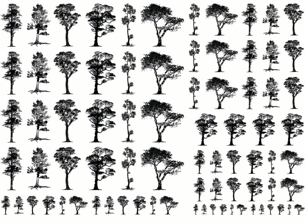 Spring Trees 79 pcs 1/4" to 1" Black Fused Glass Decals