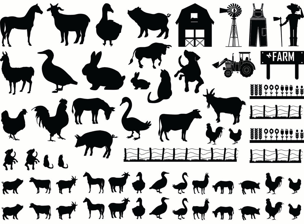 Farm Life 61 pcs 1//2" to 1" Black Fused Glass Decals